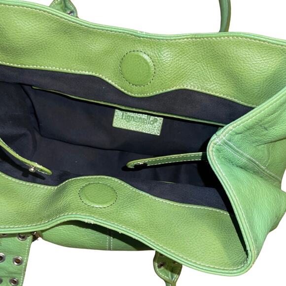 Tignanello Green Genuine Leather Shoulder Bag Y2K Style Double Strap - Picture 5 of 7